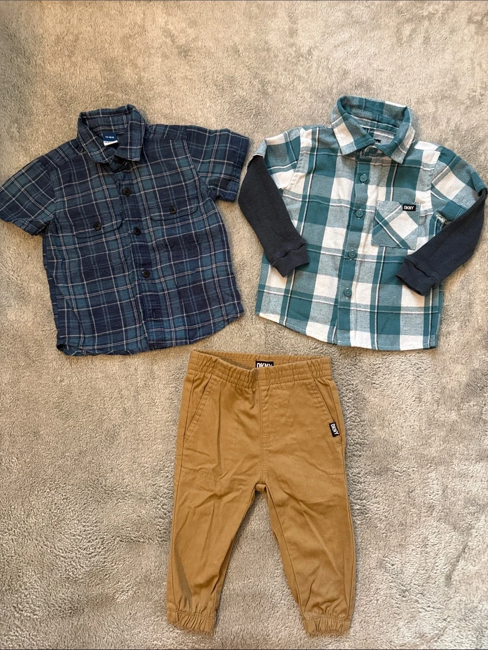DKNY Teal & Navy Plaid Button-Down Shirt - Kids